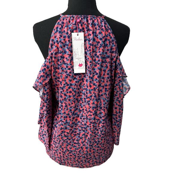 NWT! Parker Dahlias Floral Ruffle Halter Neck Blouse - Size Medium - Picture 5 of 6